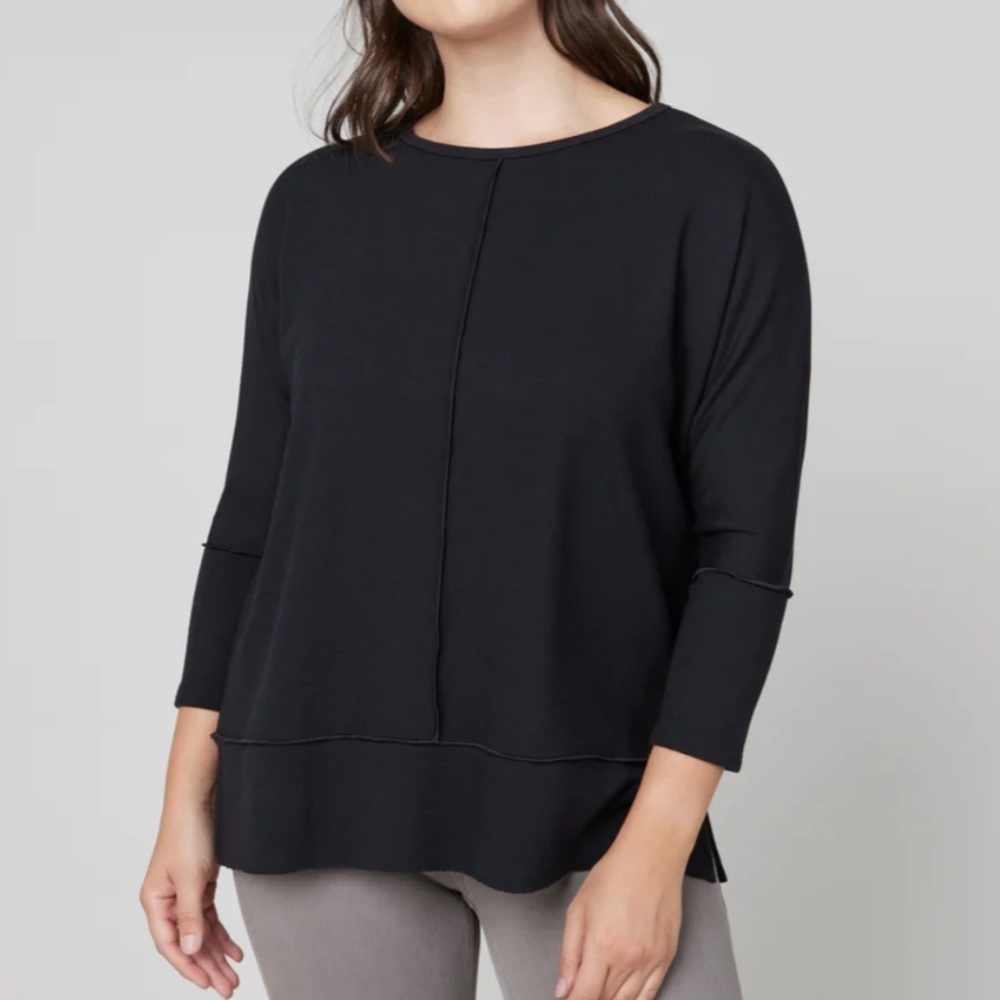 SPANX Perfect Length Top Long-sleeve Size Medium Black Shirt Stretchy